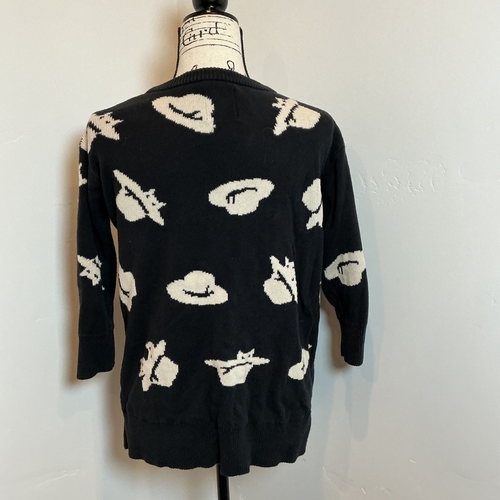OMAMI MINI Black Cream Hat Print Cardigan Sweater‎ Kids US 10 EUR 137 140 - Picture 3 of 4